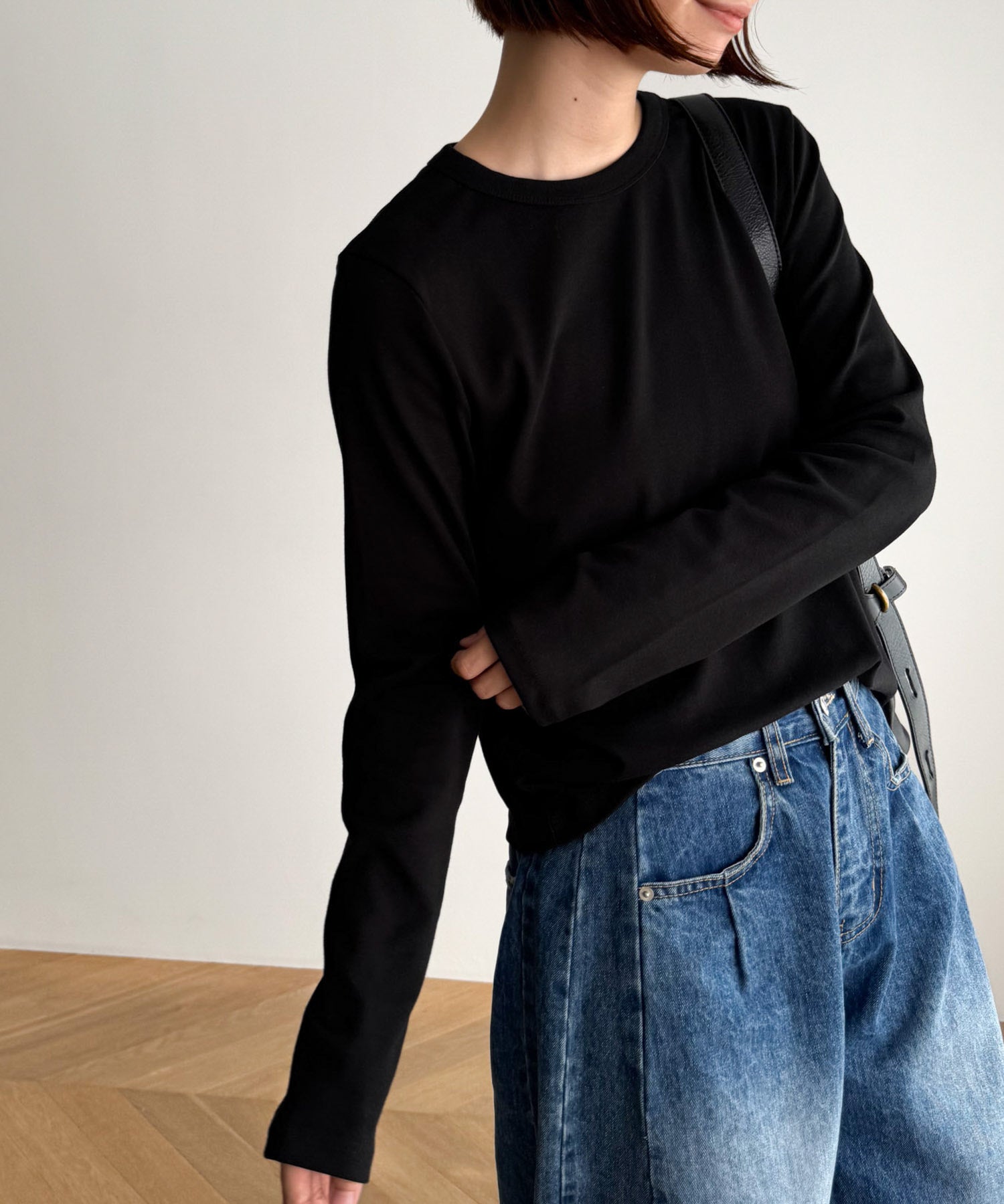 コットンストレッチロングTシャツ