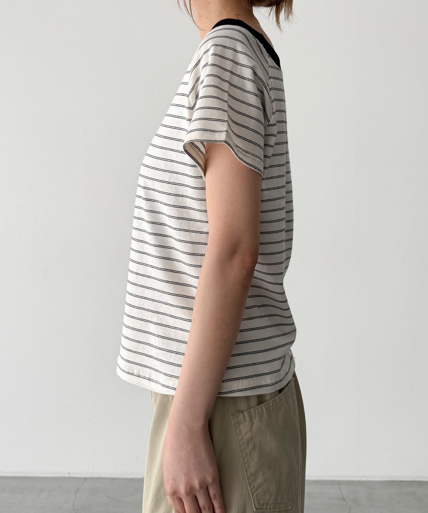 リンガーボーダーオフショルTシャツ