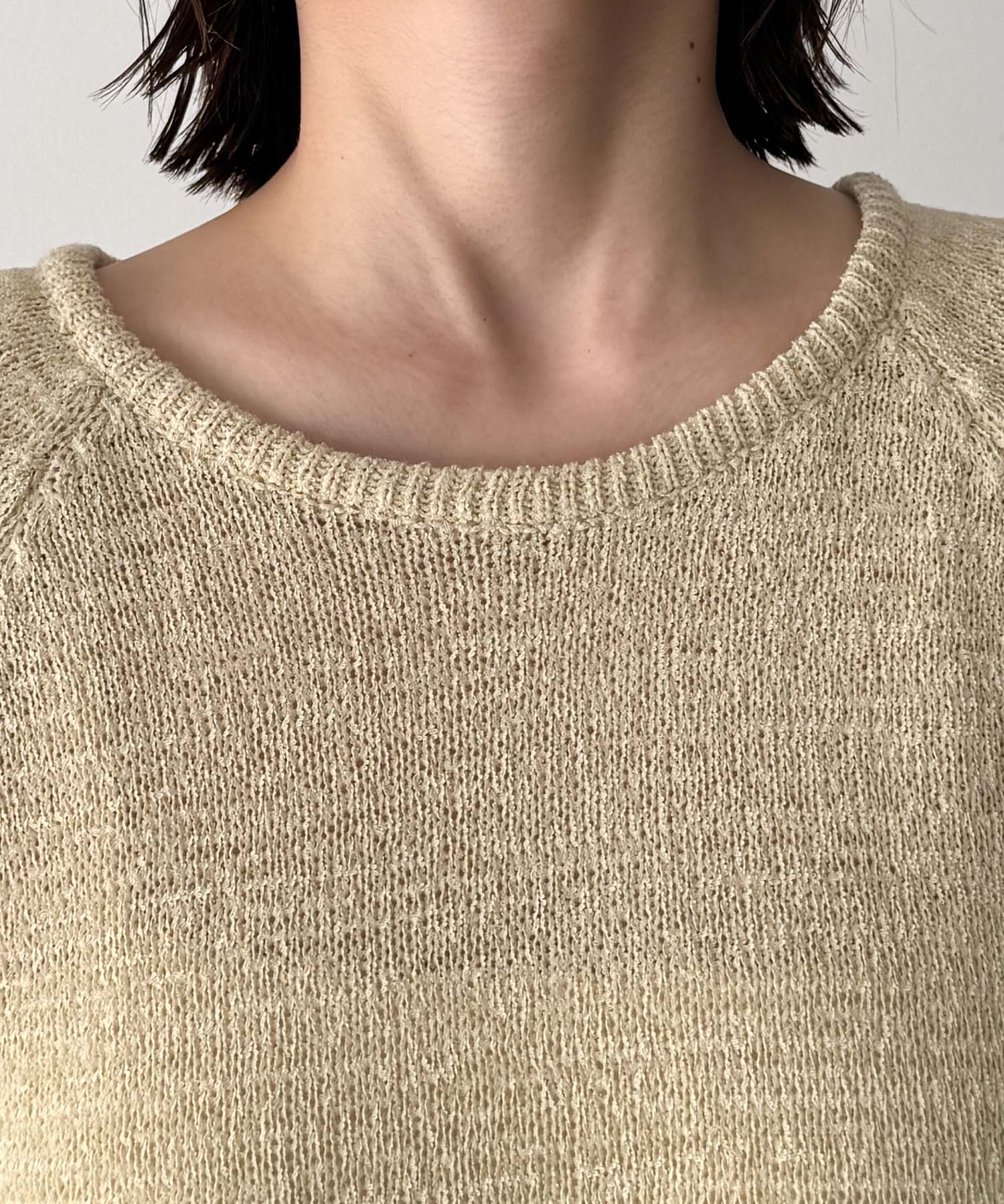 テープヤンラグラン半袖ニット