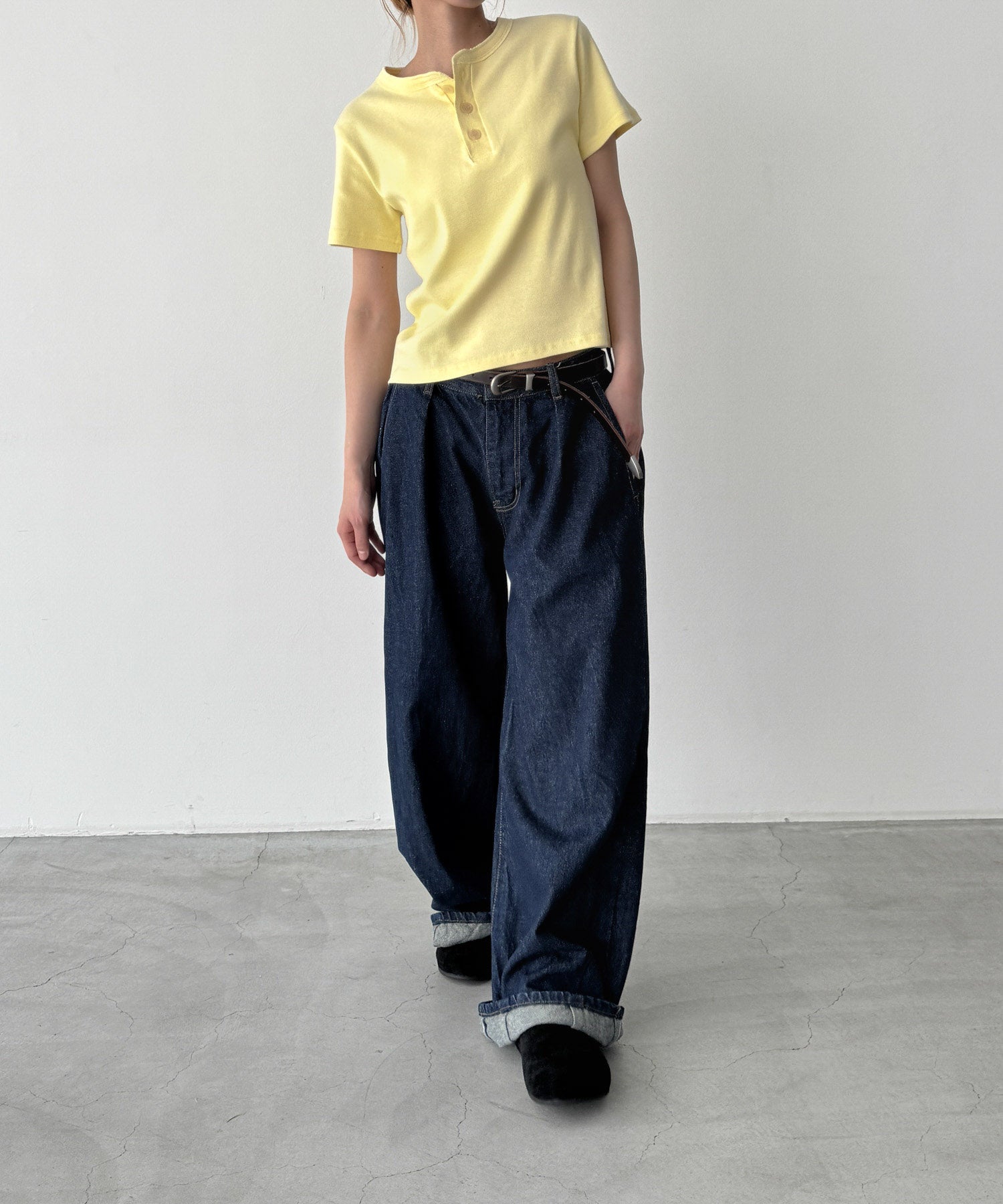 ヴィンテージコットンヘンリー半袖Tシャツ