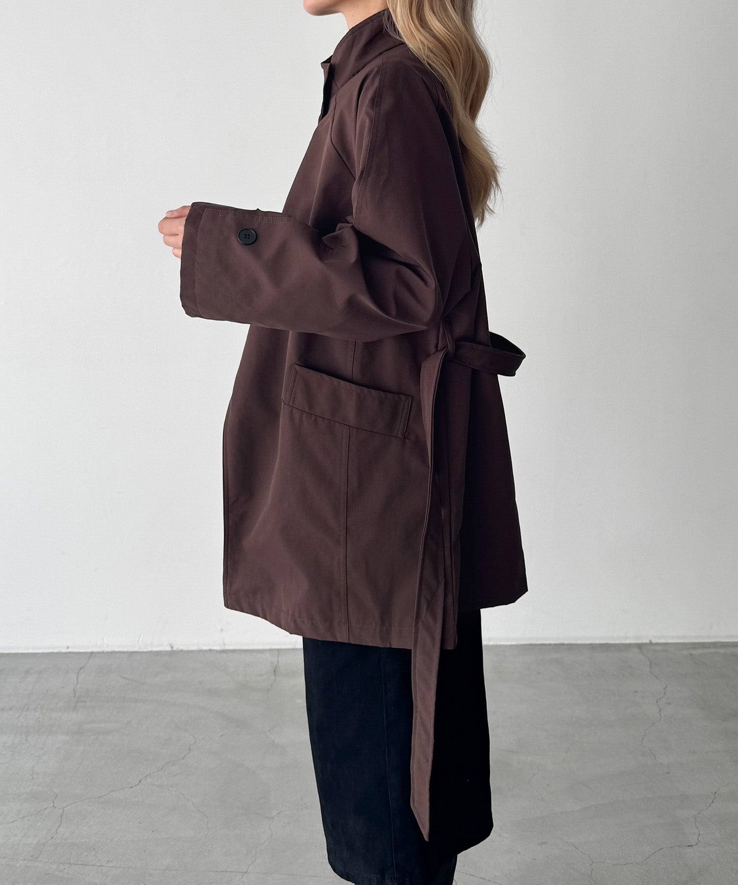 スタンドカラーラグランハーフコート