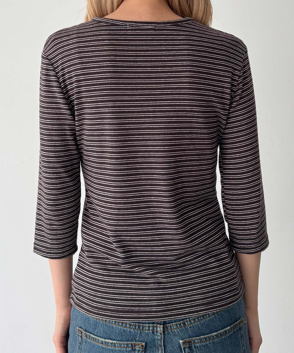 ナローボーダー7分袖Tシャツ