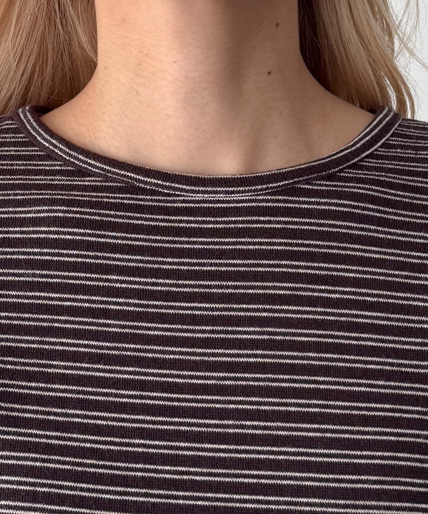 ナローボーダー7分袖Tシャツ