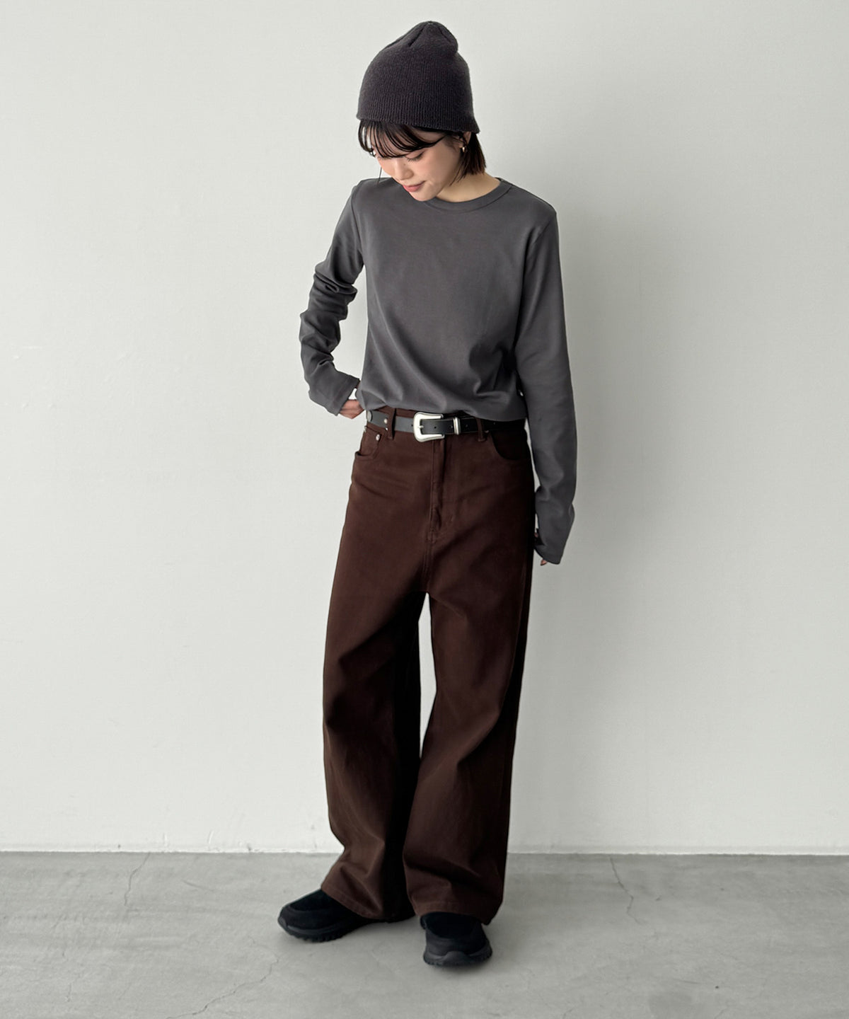 コットンストレッチロングTシャツ