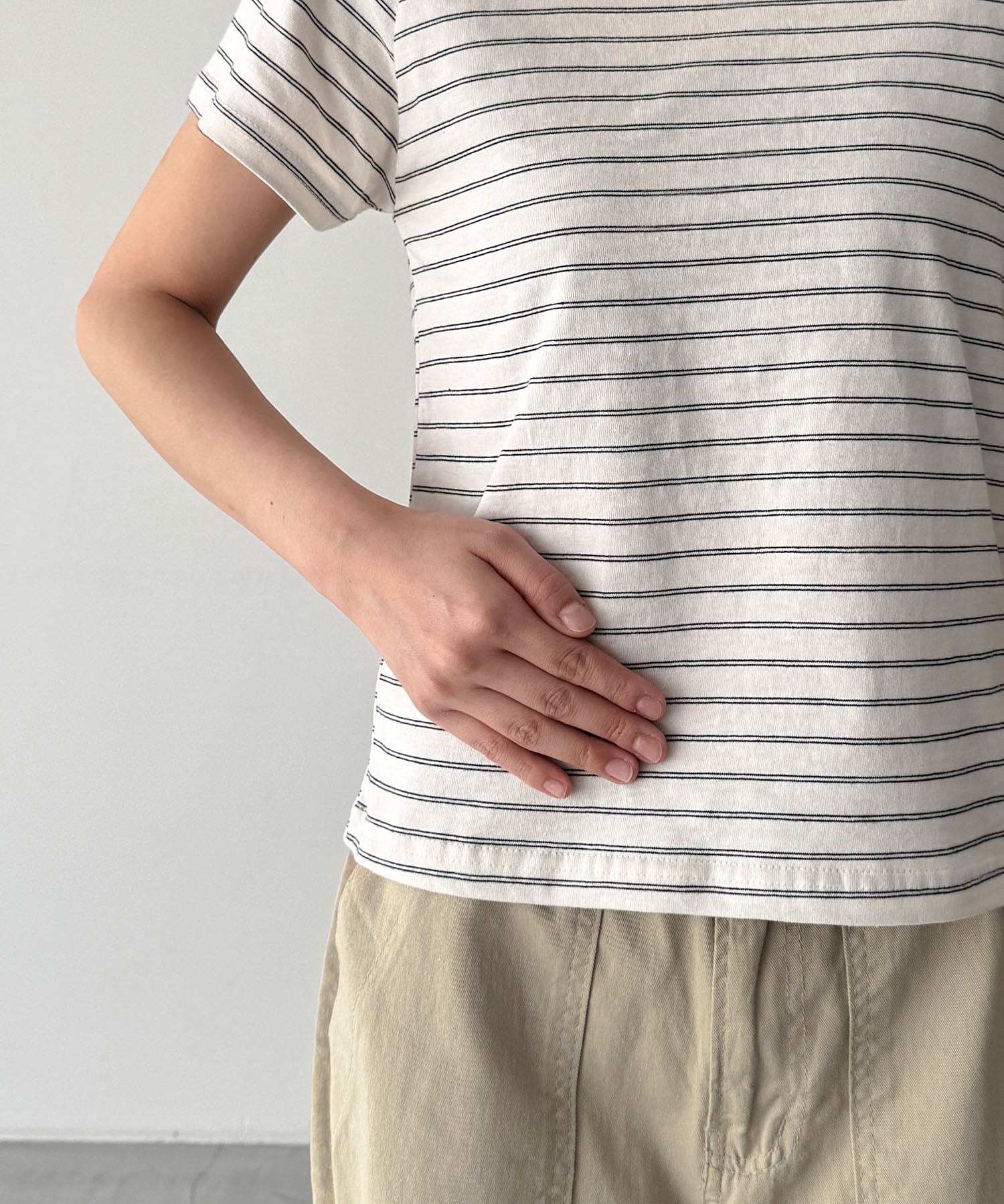 リンガーボーダーオフショルTシャツ