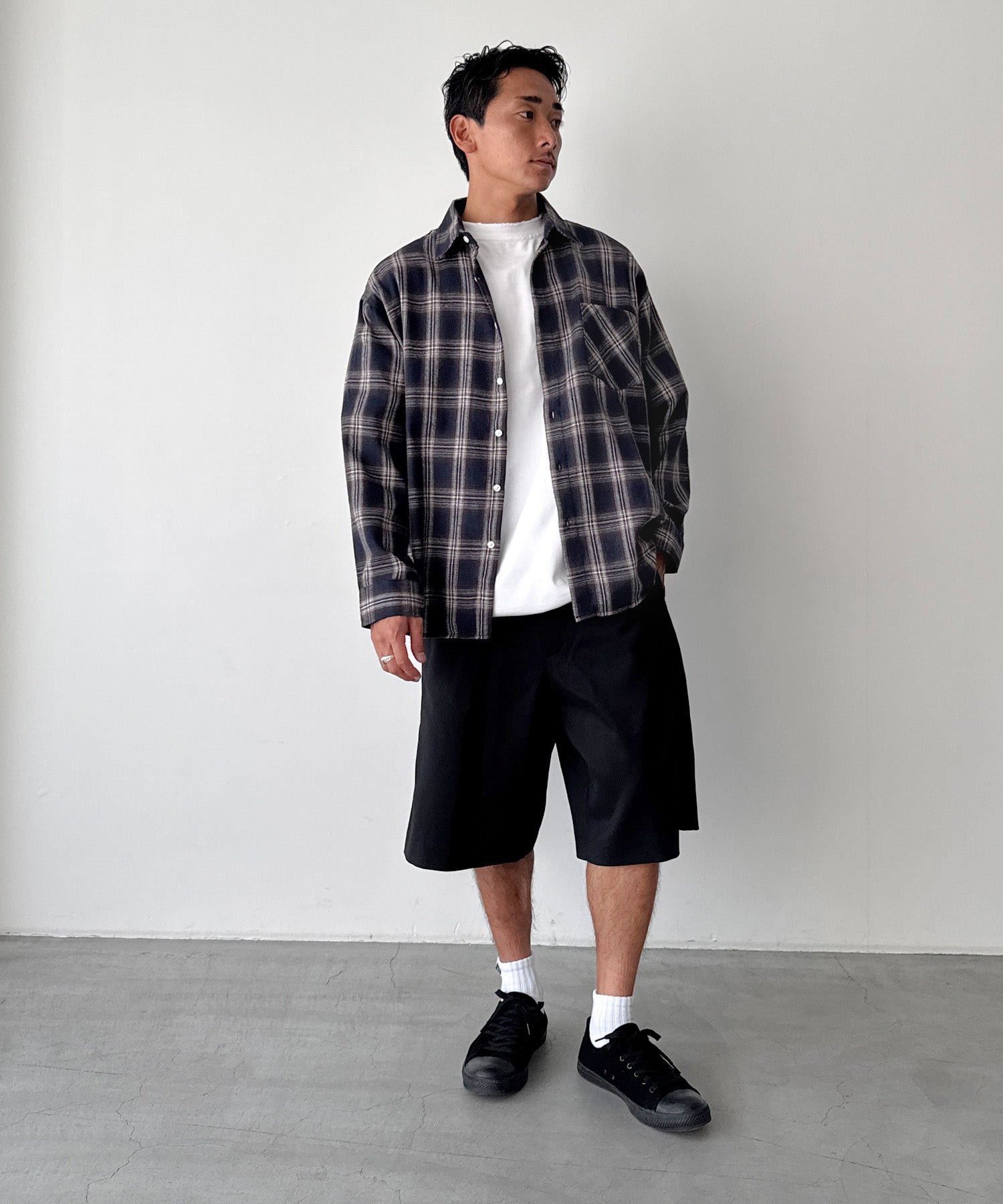 起毛チェックシャツ