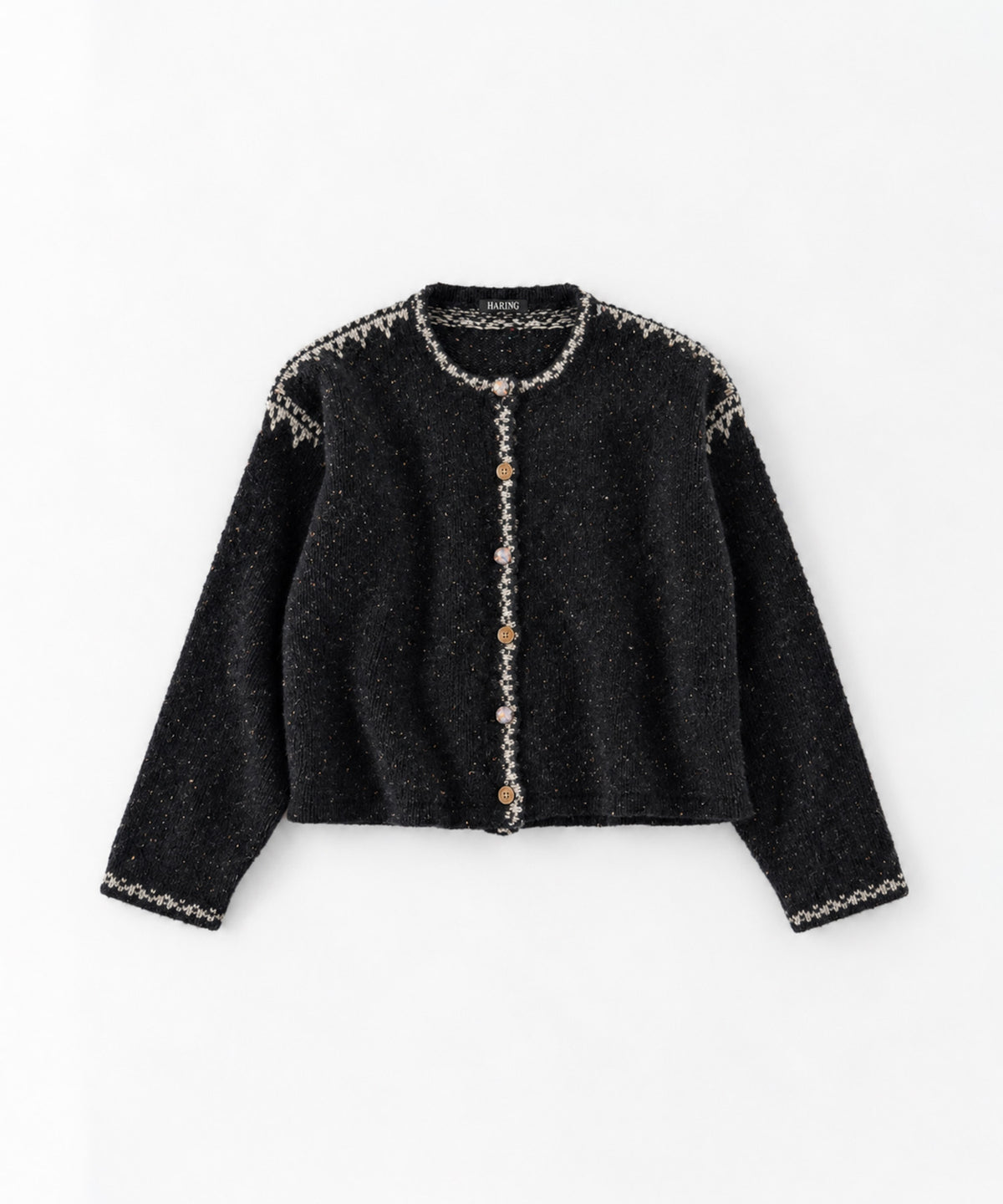 刺繍トリムニットカーディガン