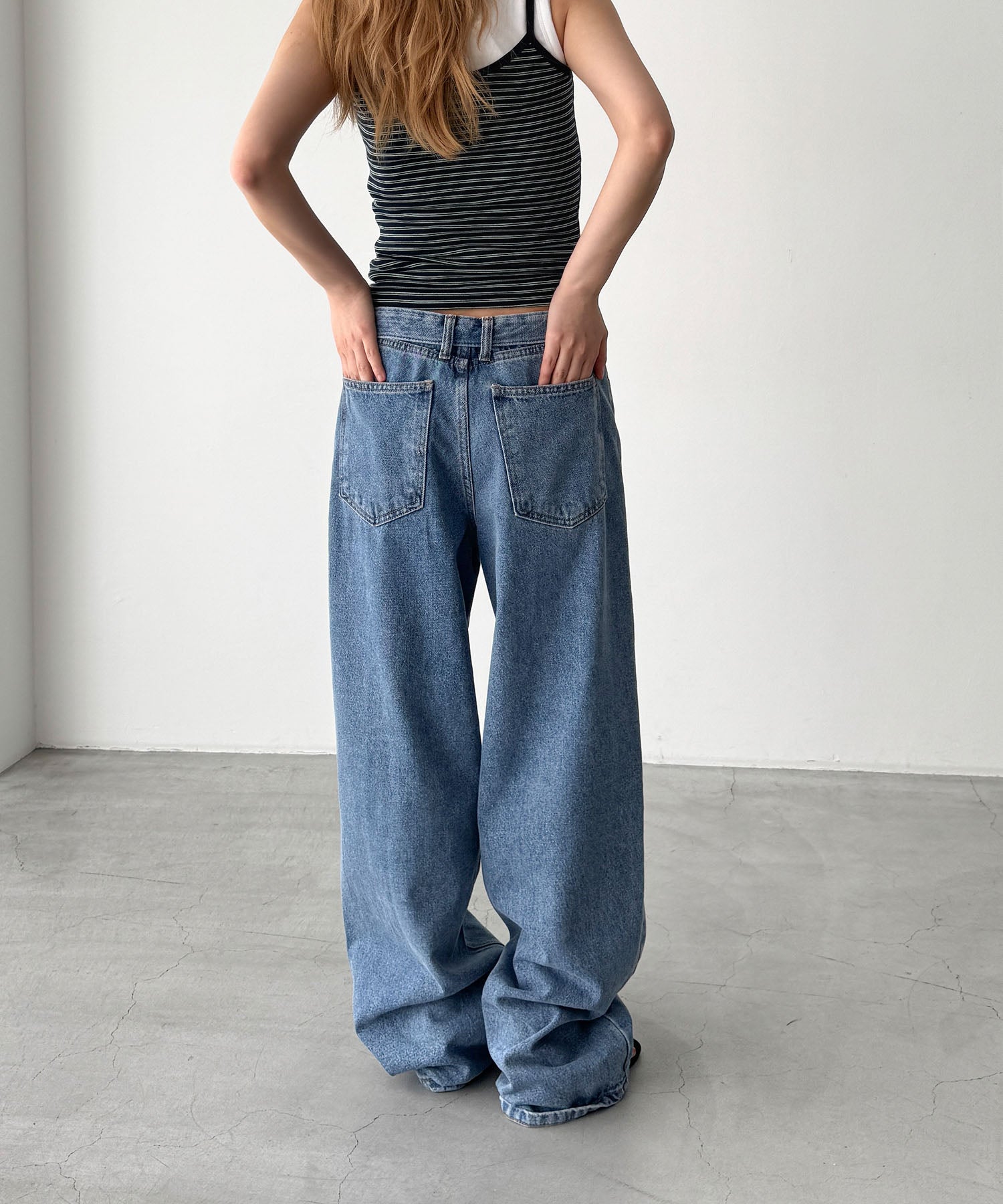 ウエストロールデニムパンツ