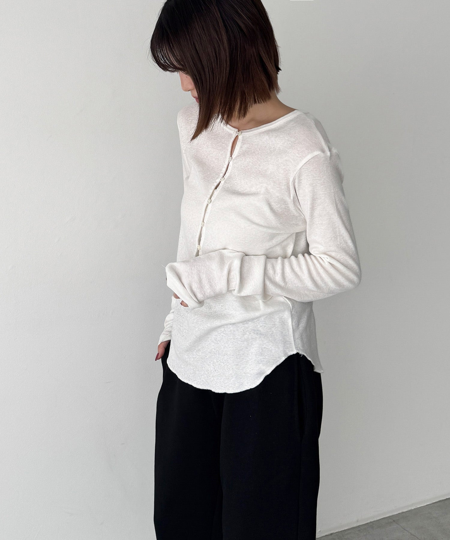 フライスヘンリーロングTシャツ