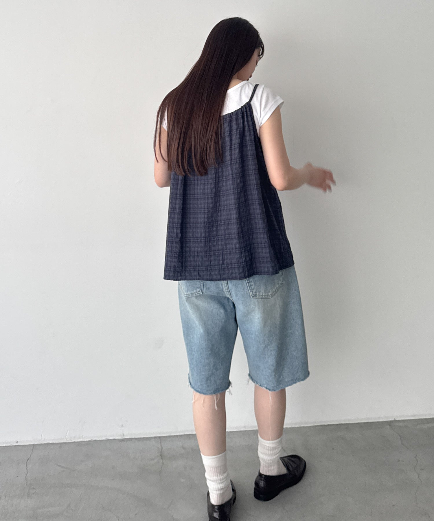 ガーゼチェックキャミチュニック