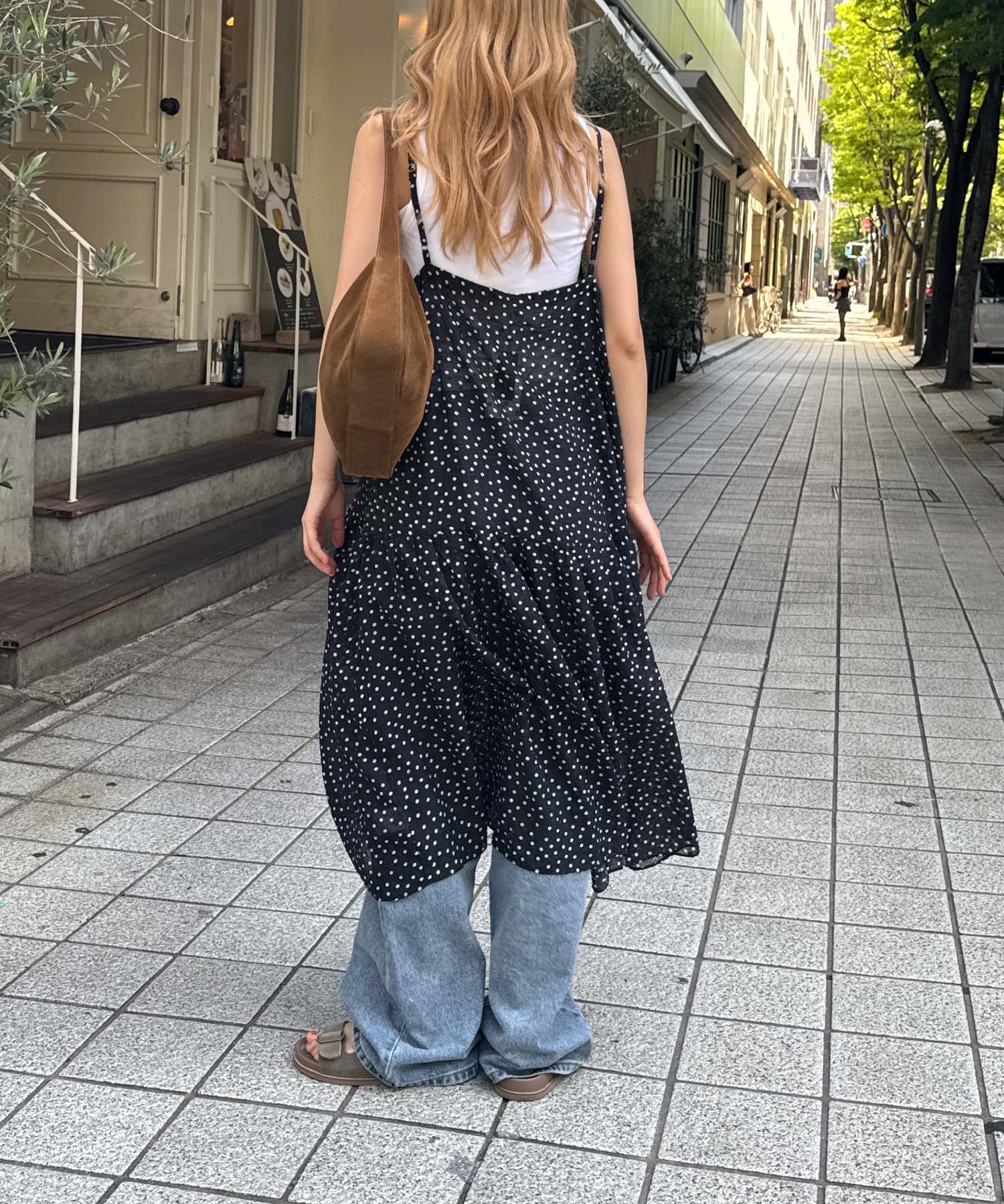 ドットティアードキャミワンピ