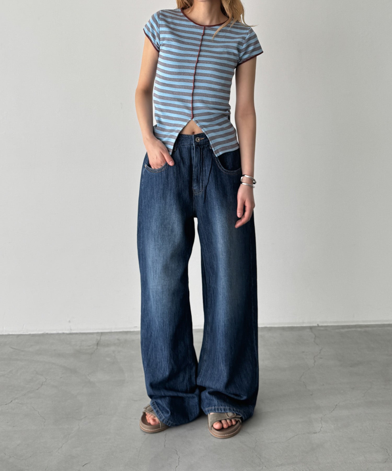 パネルリブスリットTシャツ