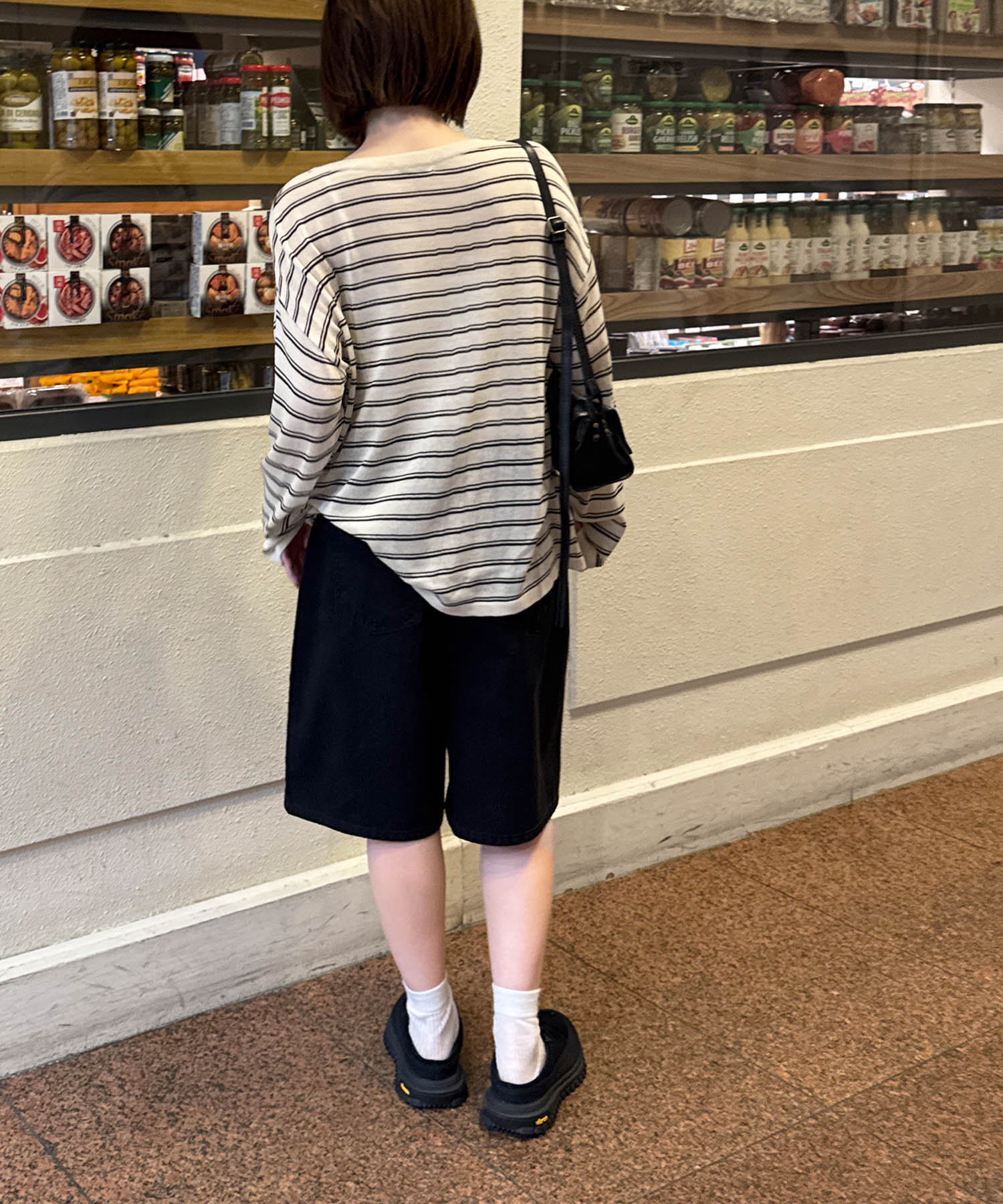 ボーダーヘンリー長袖ニット