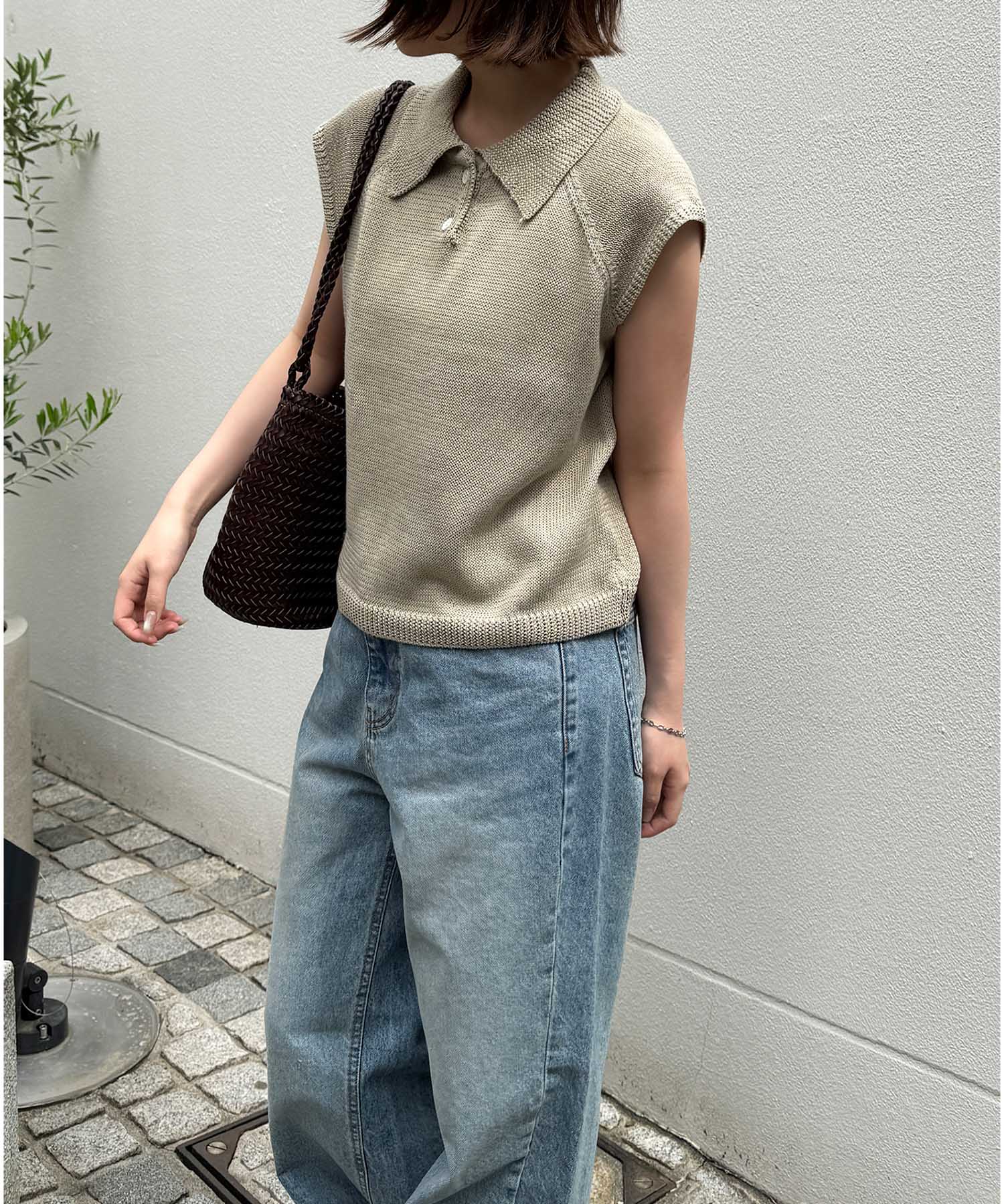 コットンブレンドポロニット