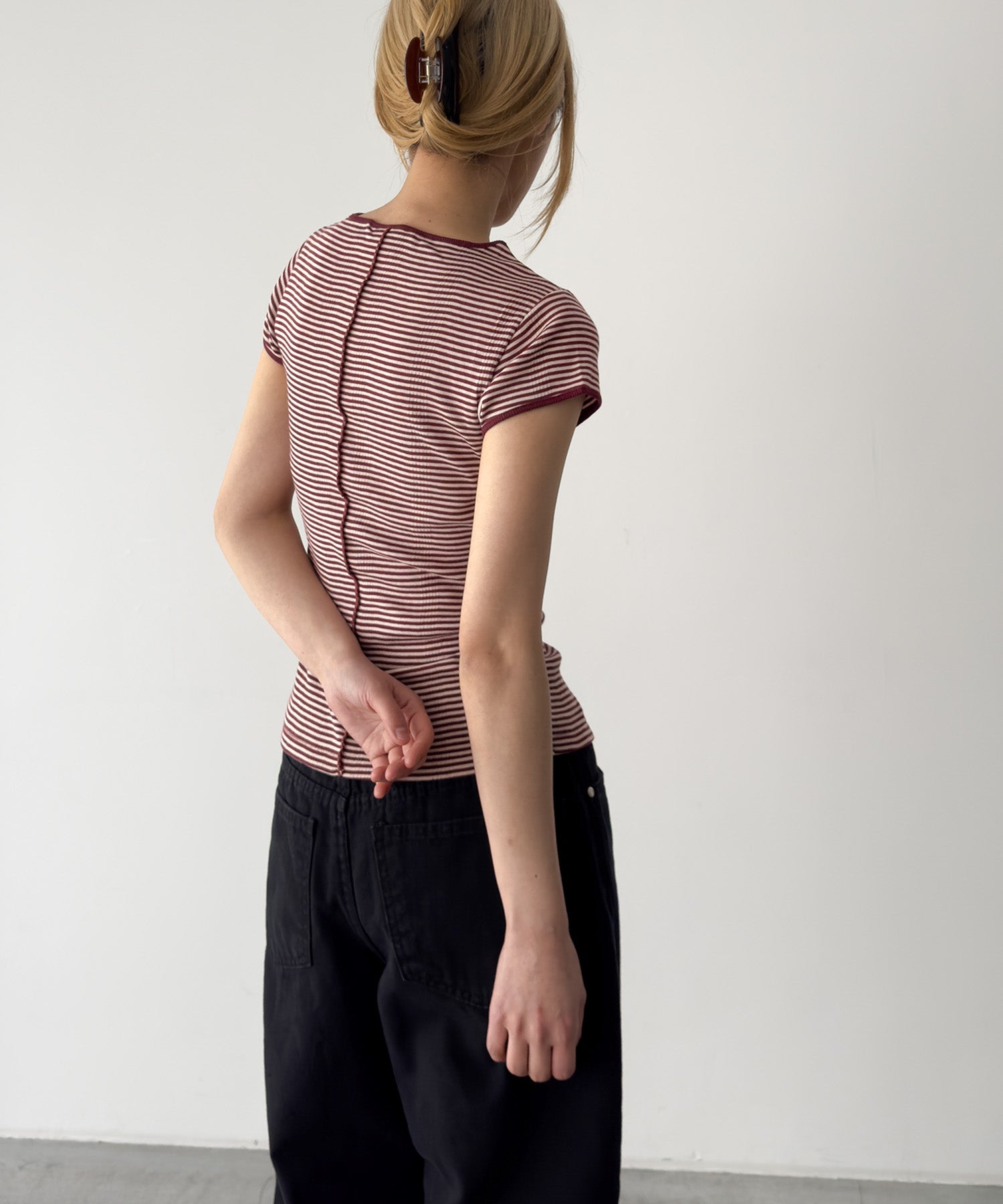 パネルリブスリットTシャツ