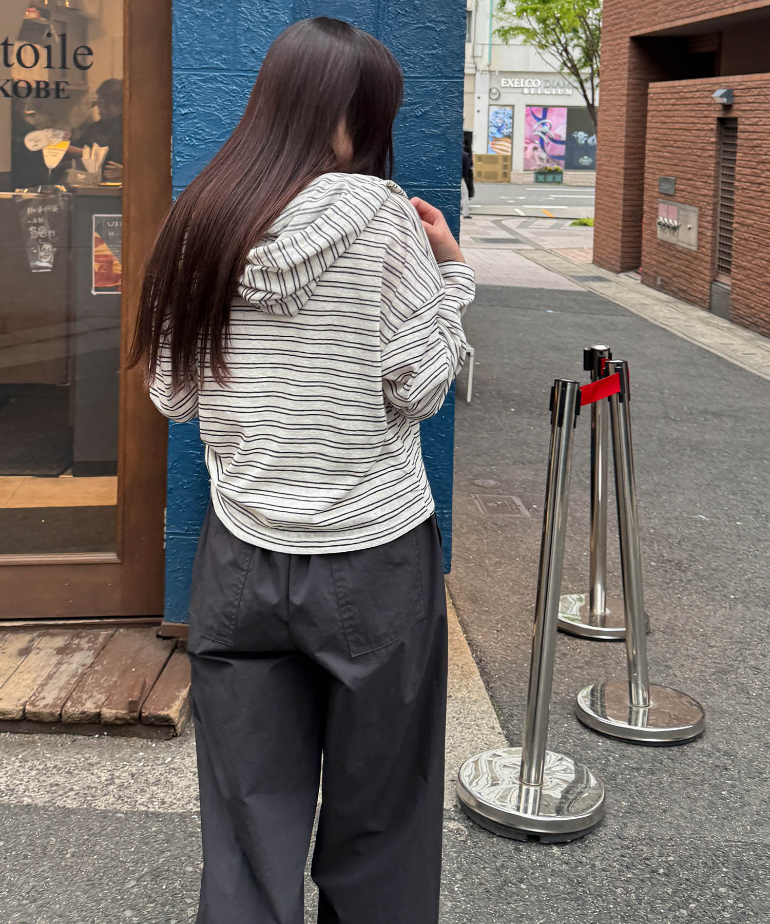 ボーダーパーカーカーディガン
