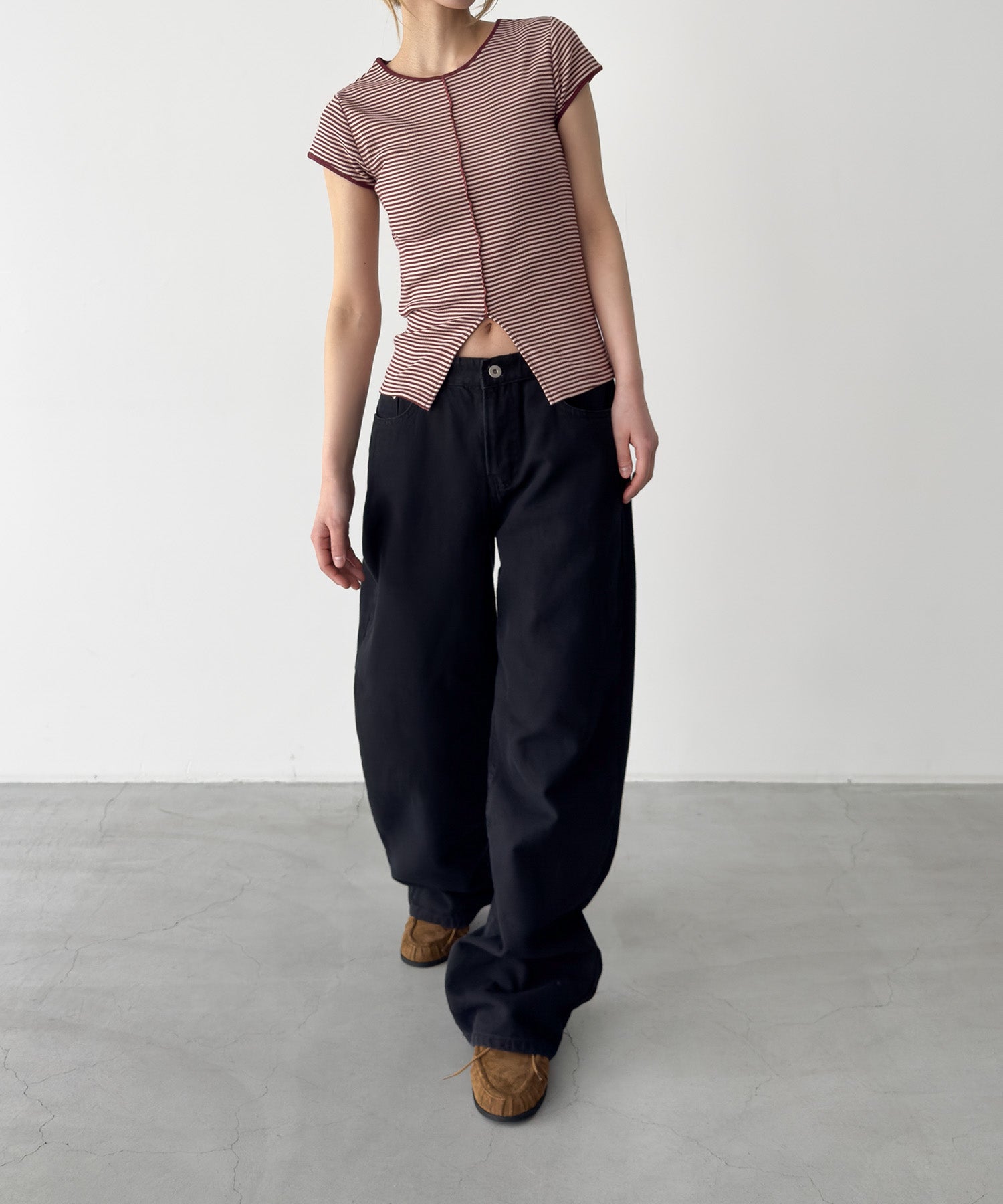 パネルリブスリットTシャツ