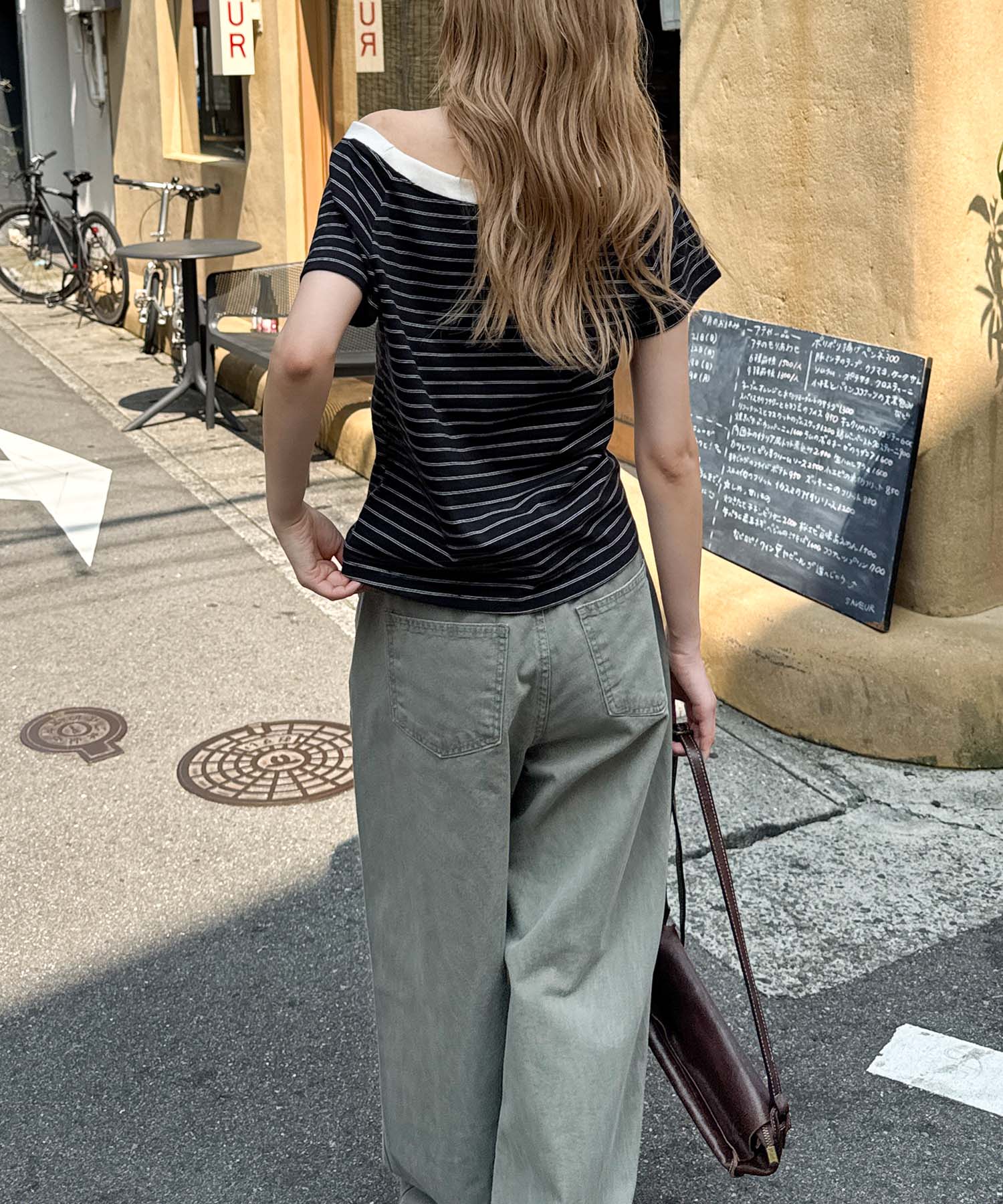リンガーボーダーオフショルTシャツ