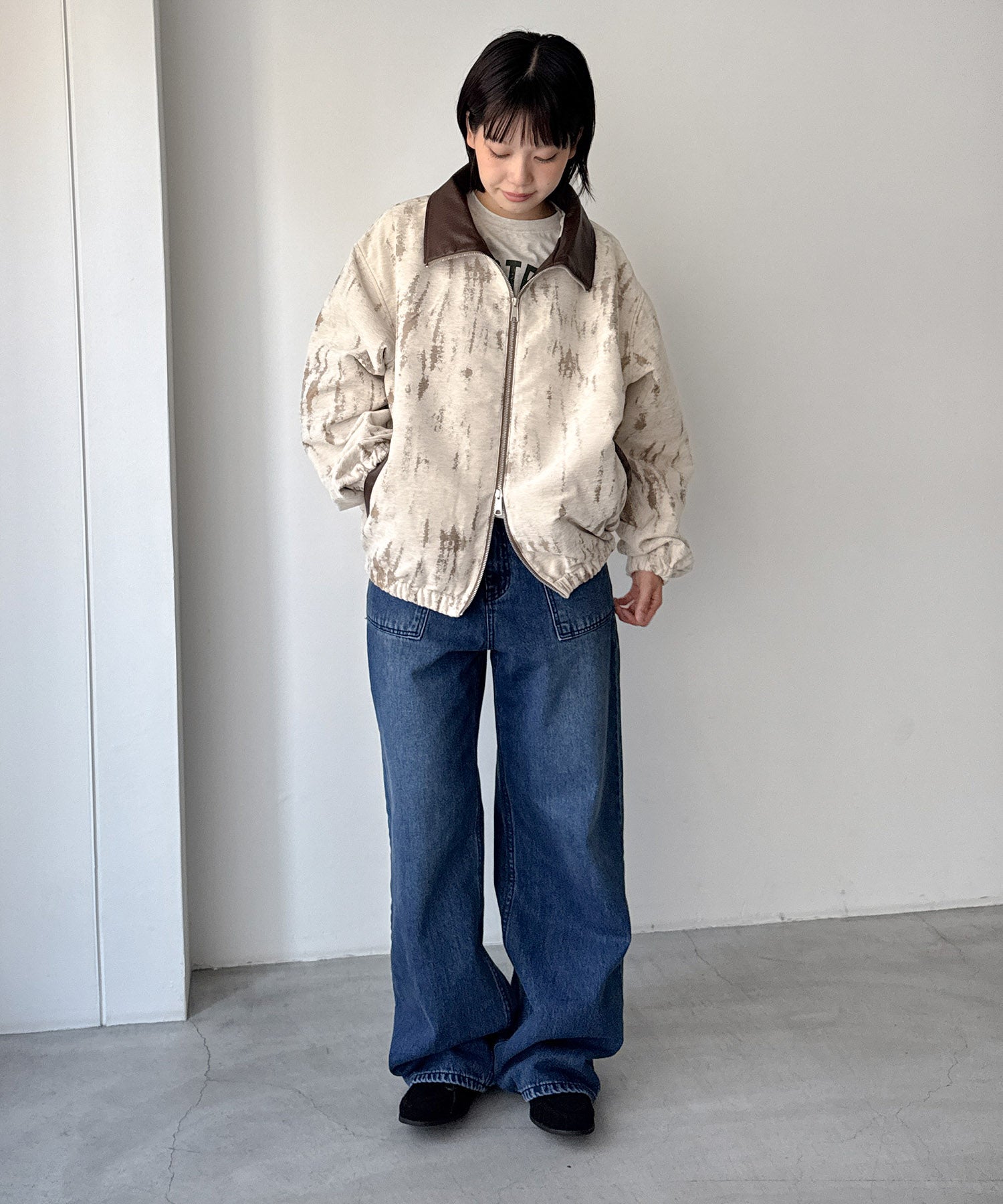 ダメージジャガードジップブルゾン