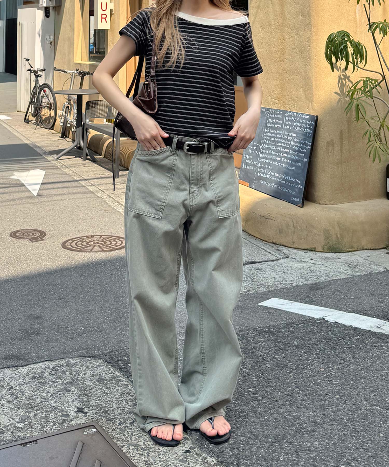 リンガーボーダーオフショルTシャツ