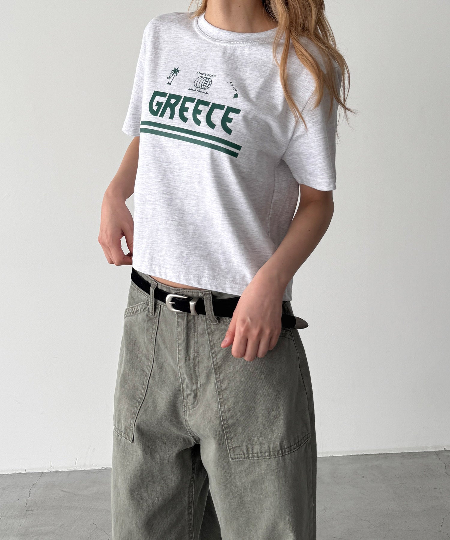 "GREECE"コンパクトTシャツ