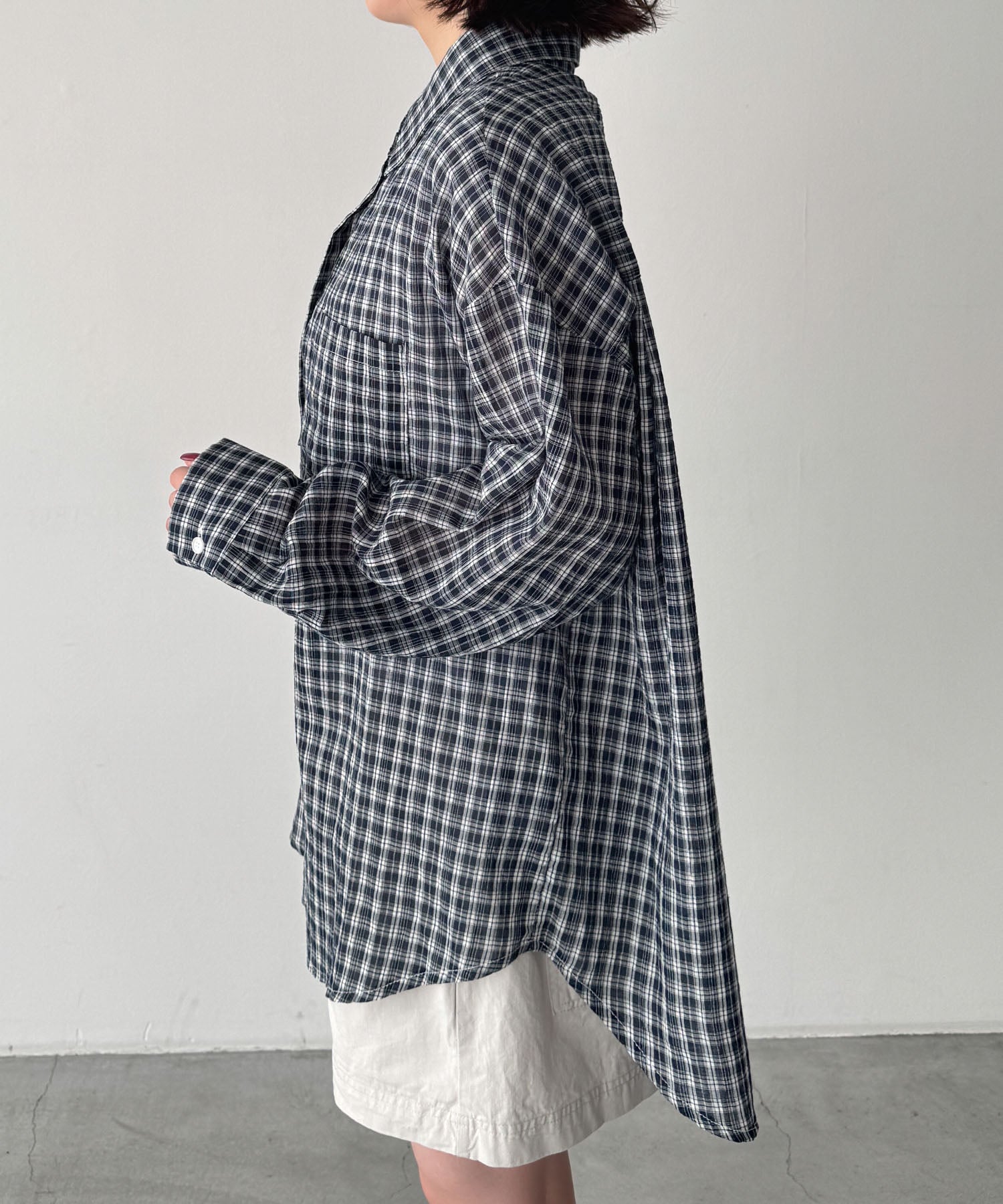 チェックシアーシャツ