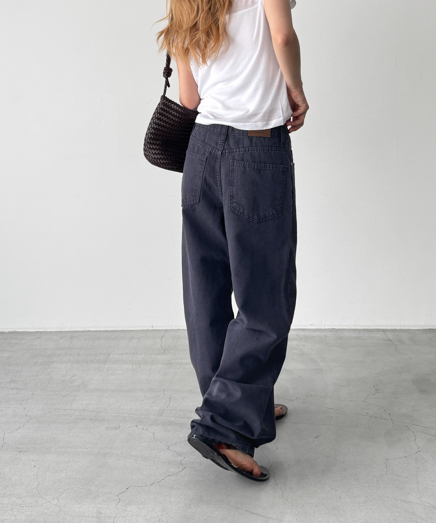 CANAL JEAN El mar キャンバスストレートパンツ ネイビー キャンバスストレートパンツ
