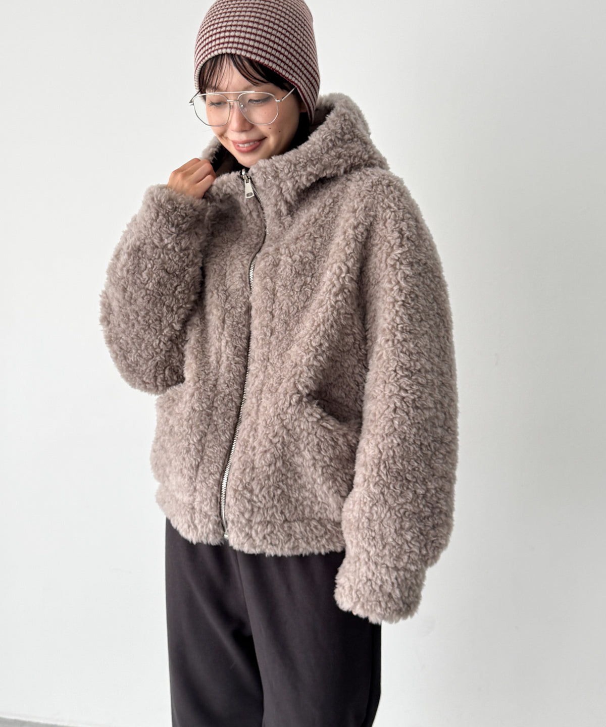 リバーシブルフェイクムートンパーカージャケット