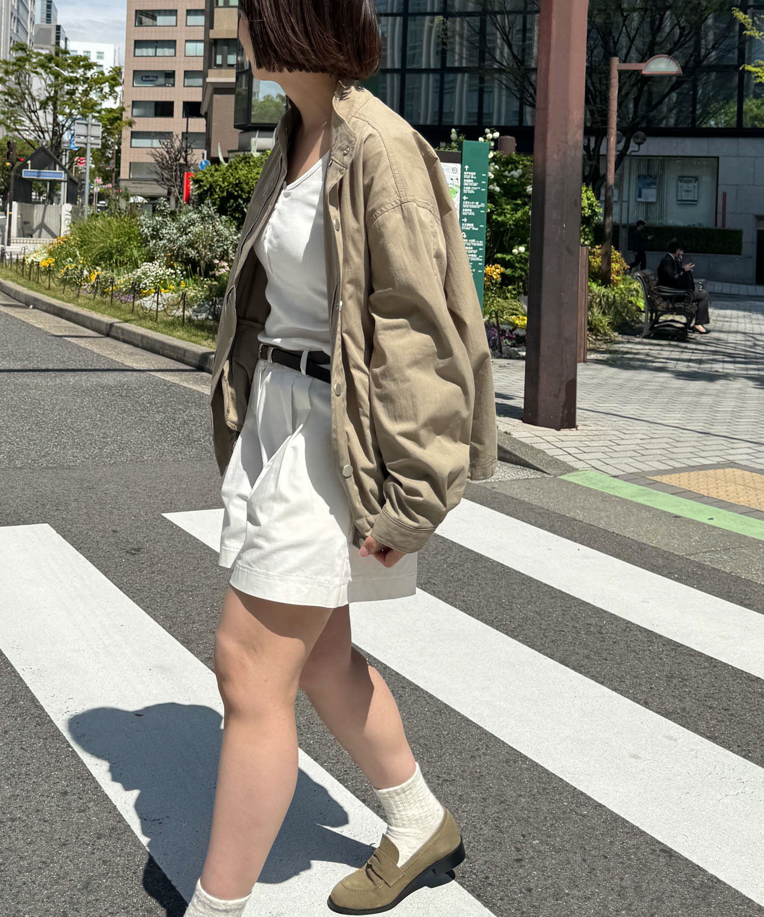 コットンナイロンスタンドカラーブルゾン