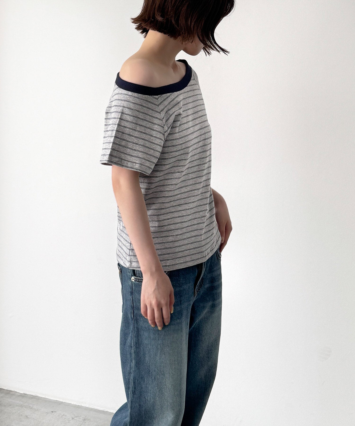 リンガーボーダーオフショルTシャツ