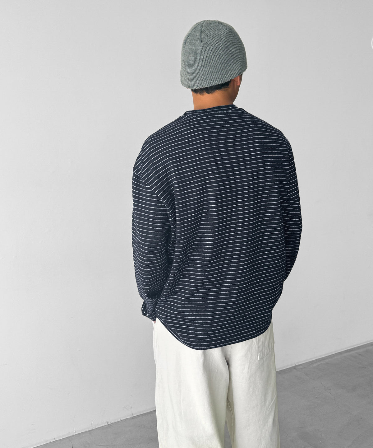 ウール混ボーダーロングTシャツ