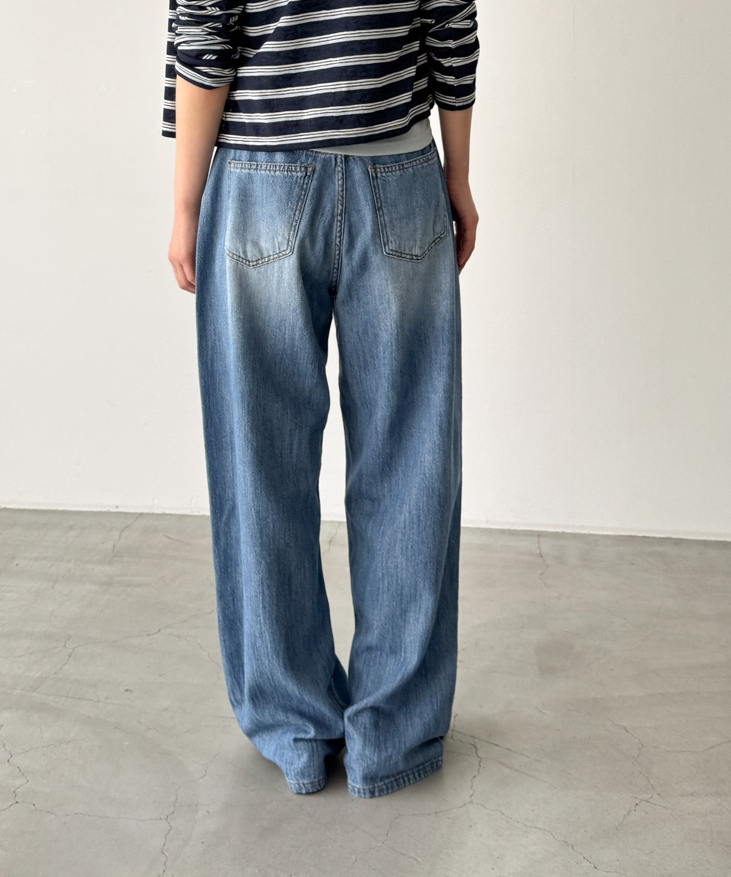 ライトオンスワイドストレートデニムパンツ 610