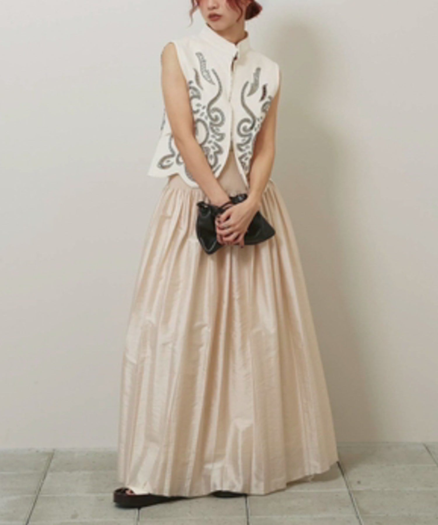Cut Lace Twill Vest カットレースツイルベスト/12610430