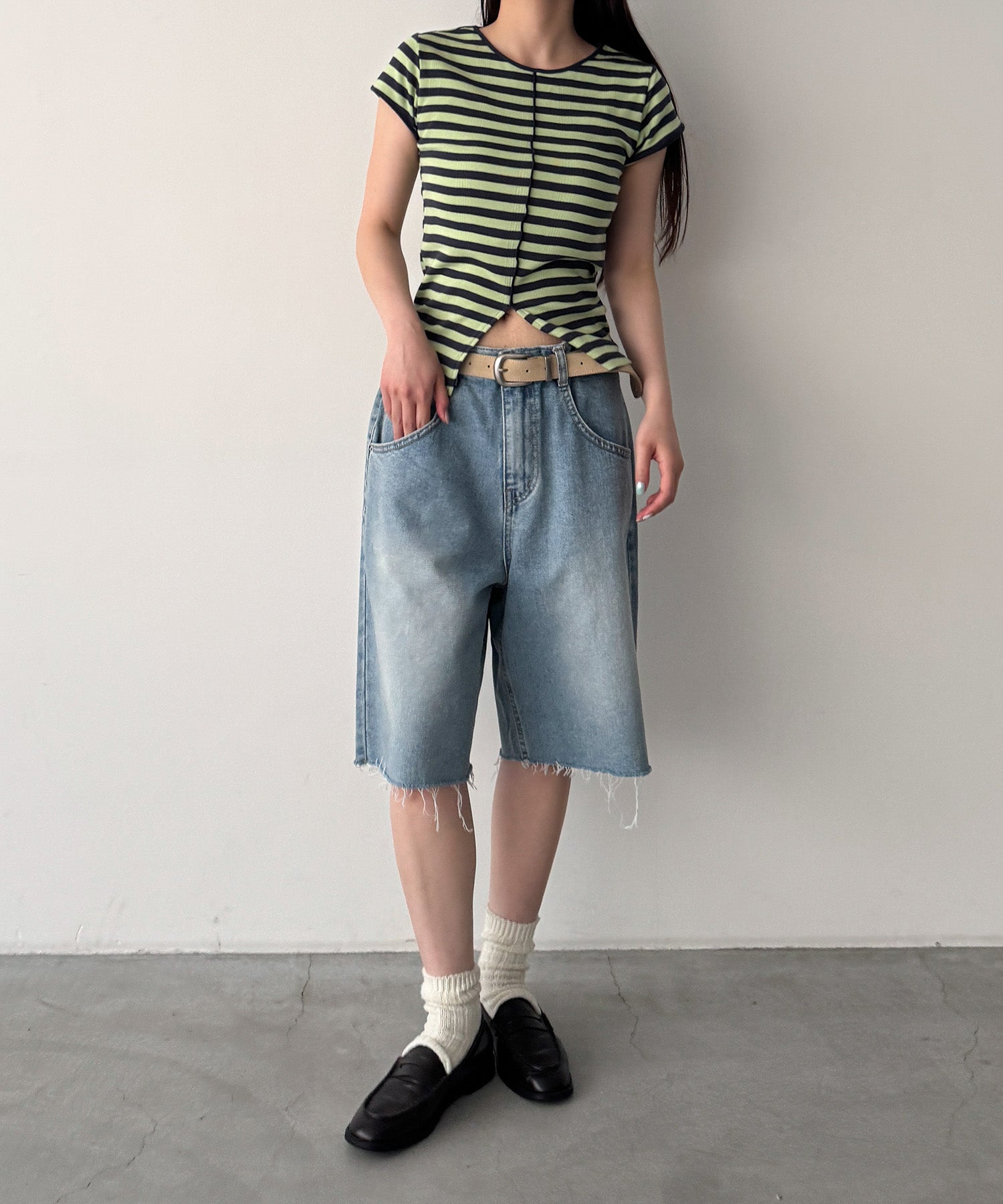 パネルリブスリットTシャツ