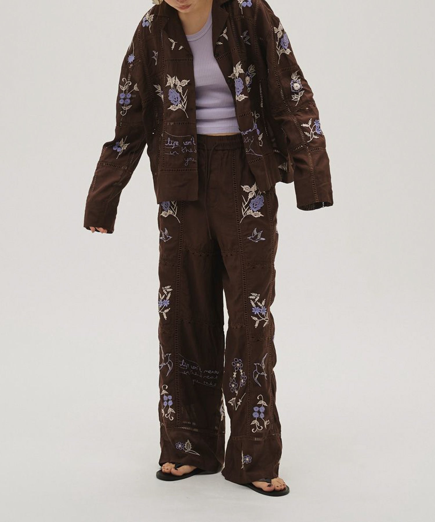 Embroidery Patchwork Trousers エンブロイダリーパッチワークトラウザーズ/12610719