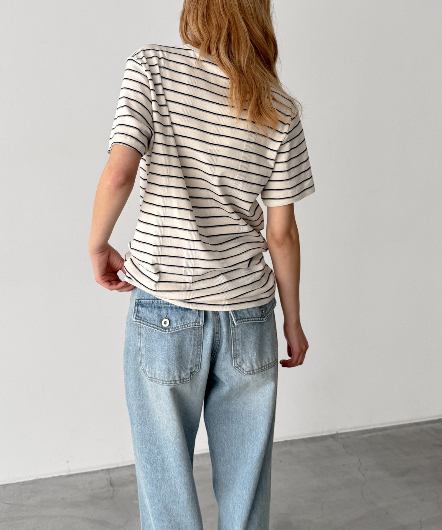パネルリブクルーネックTシャツ