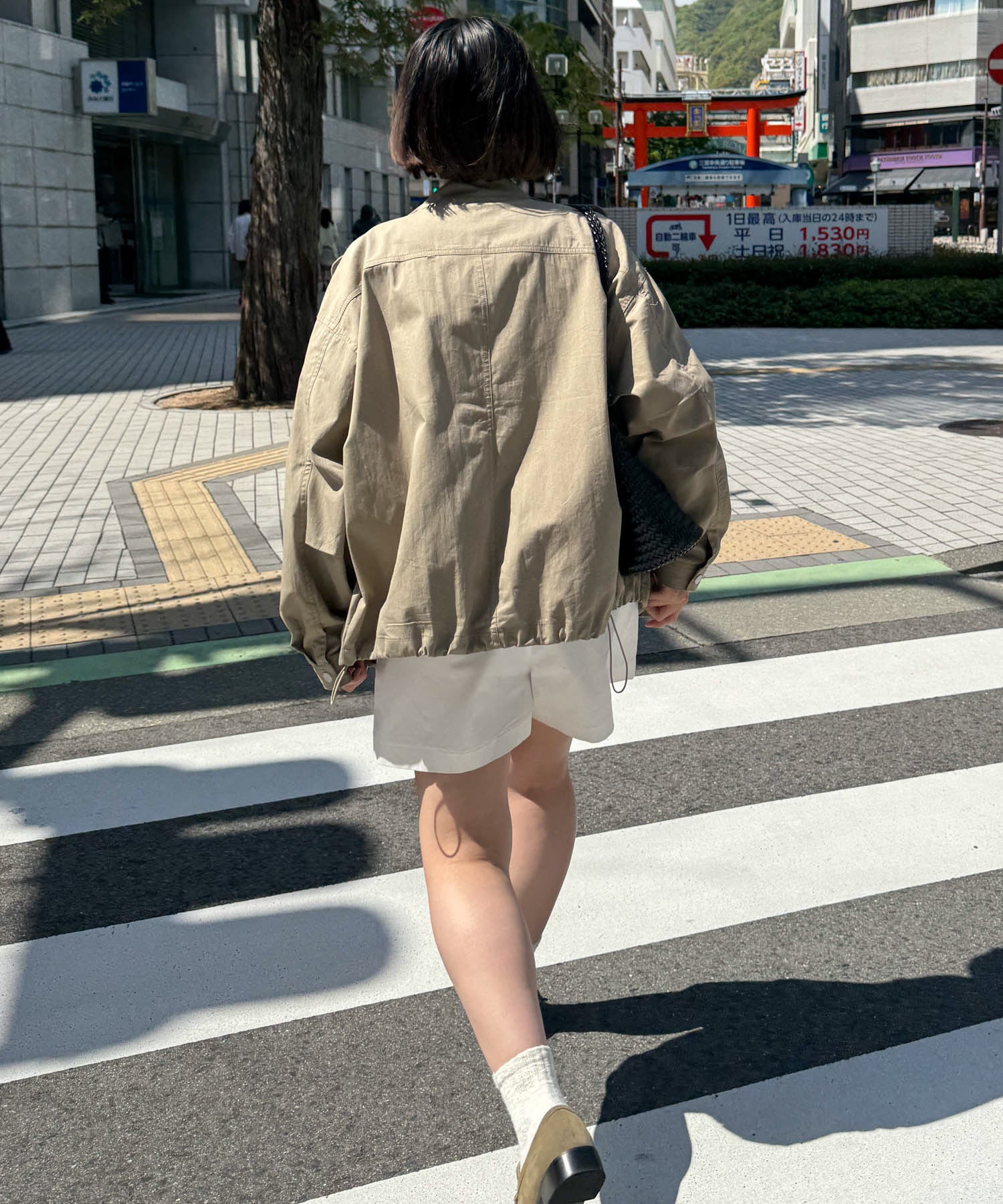 コットンナイロンスタンドカラーブルゾン