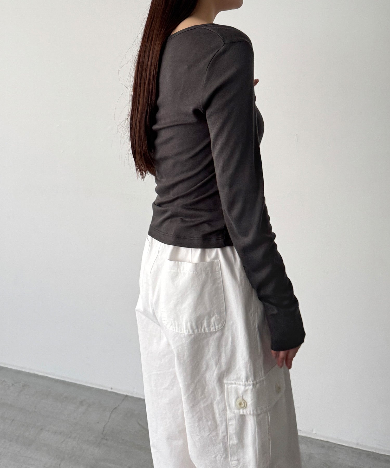 テンセルコットンヘンリーロングTシャツ