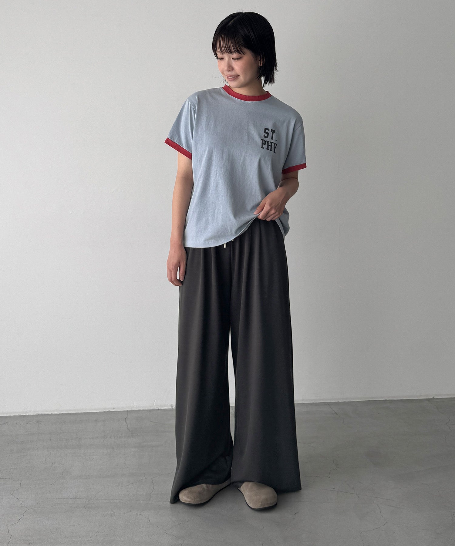 レーヨン混ストレッチイージーパンツ