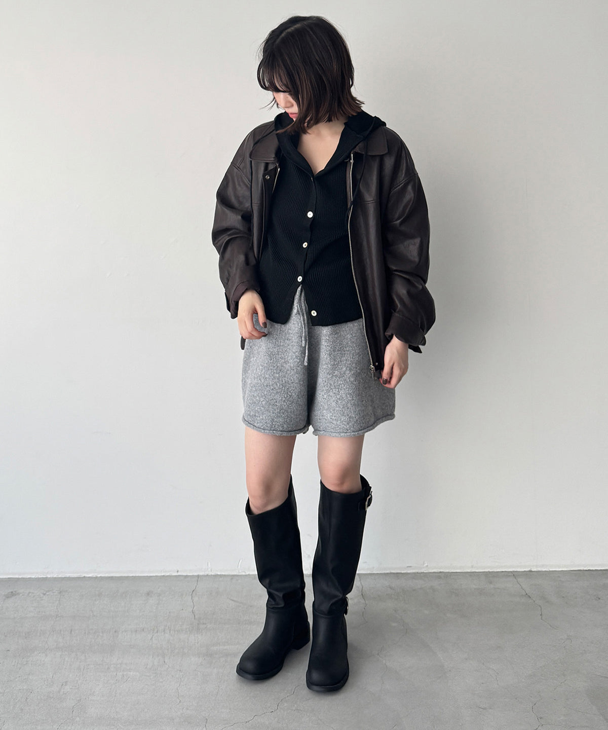 ウール混ショートパンツSET UP