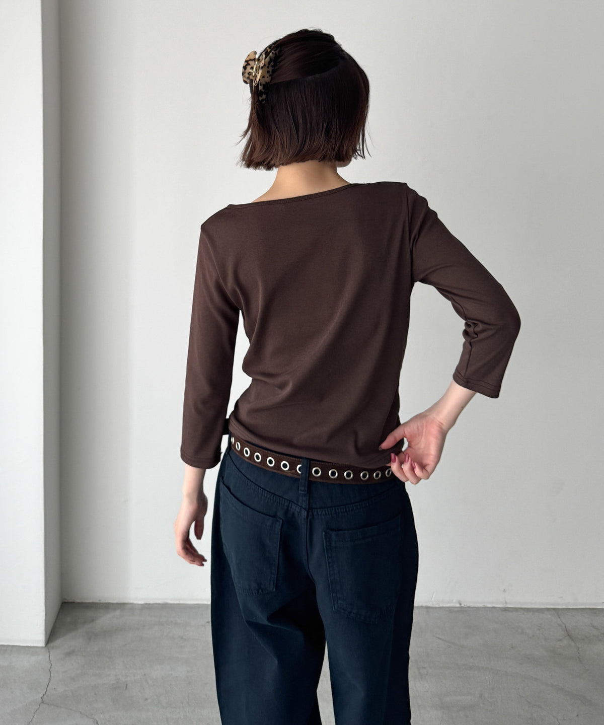 リブボート7分袖Tシャツ