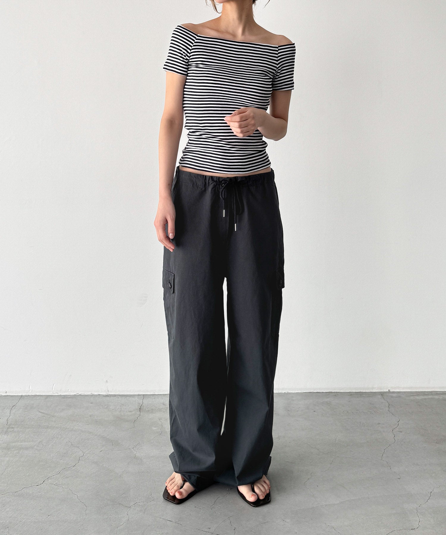 ボーダーオフショルTシャツ