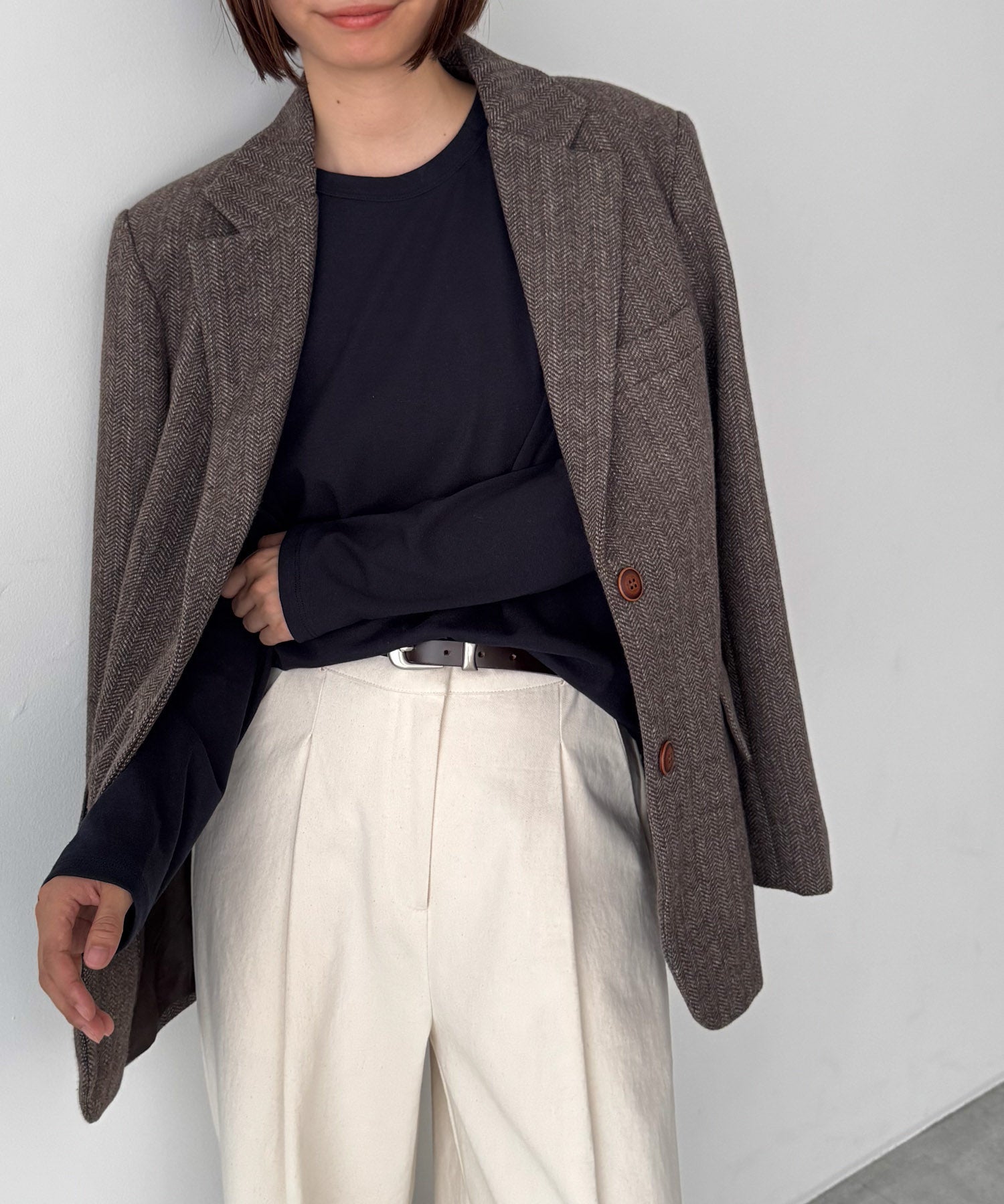 コットンストレッチロングTシャツ