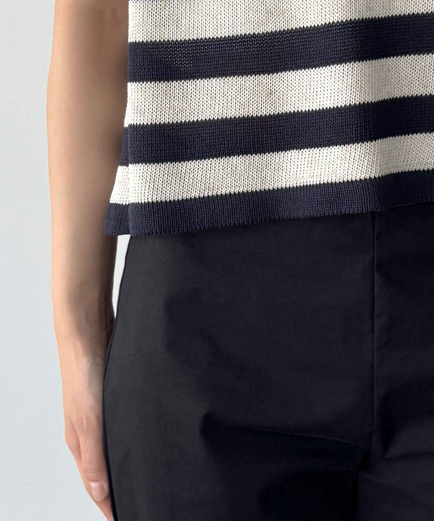 バックスリットボーダーニットタンク
