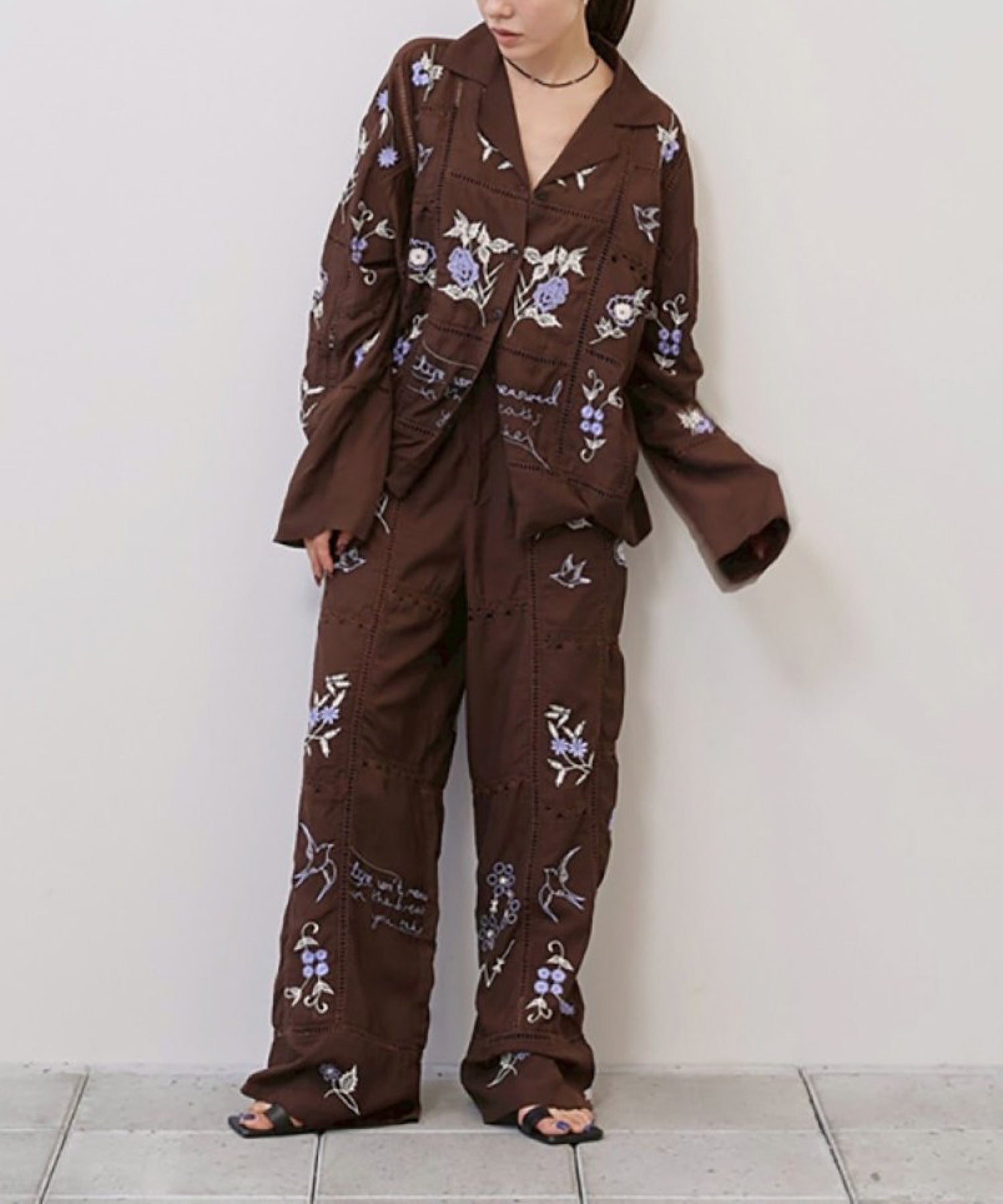 Embroidery Patchwork Trousers エンブロイダリーパッチワークトラウザーズ/12610719