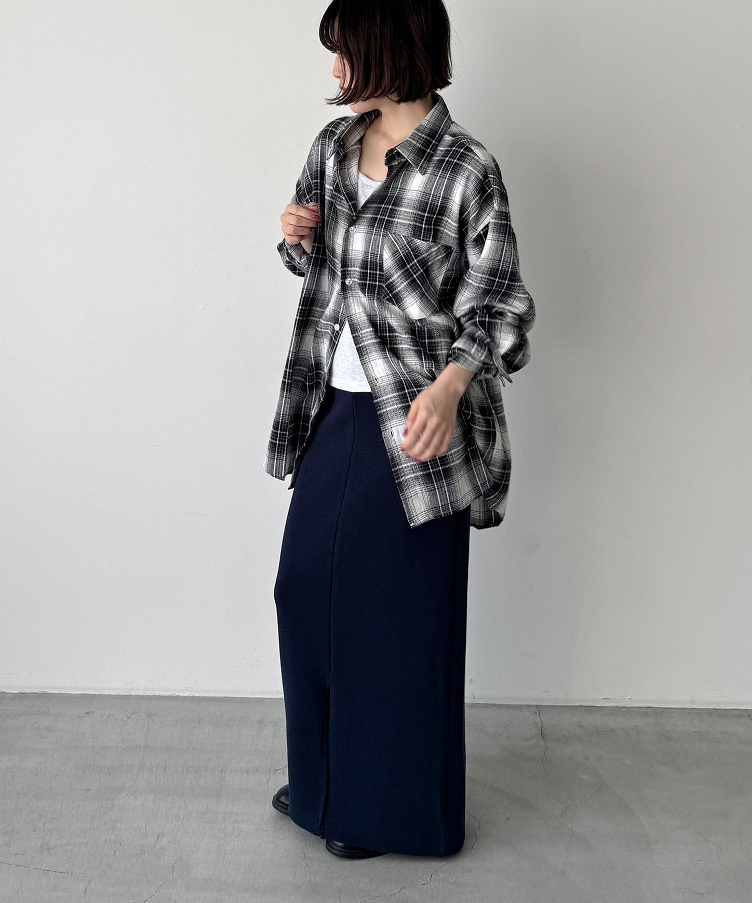 起毛チェックシャツ