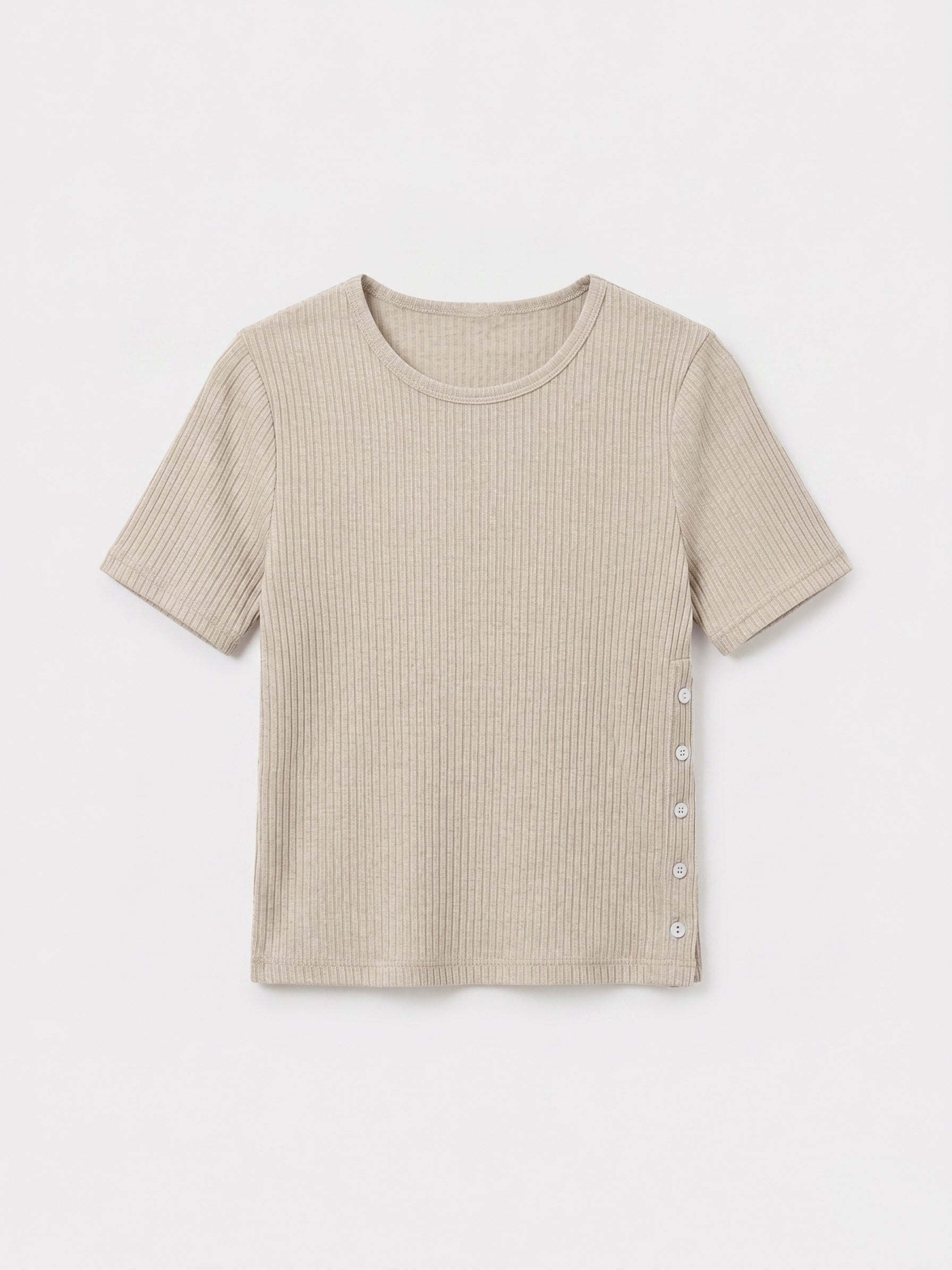 サイドボタンリブTシャツ