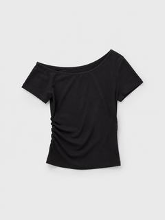 ワンショルダーサイドギャザーTシャツ