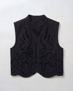 Cut Lace Twill Vest カットレースツイルベスト/12610430