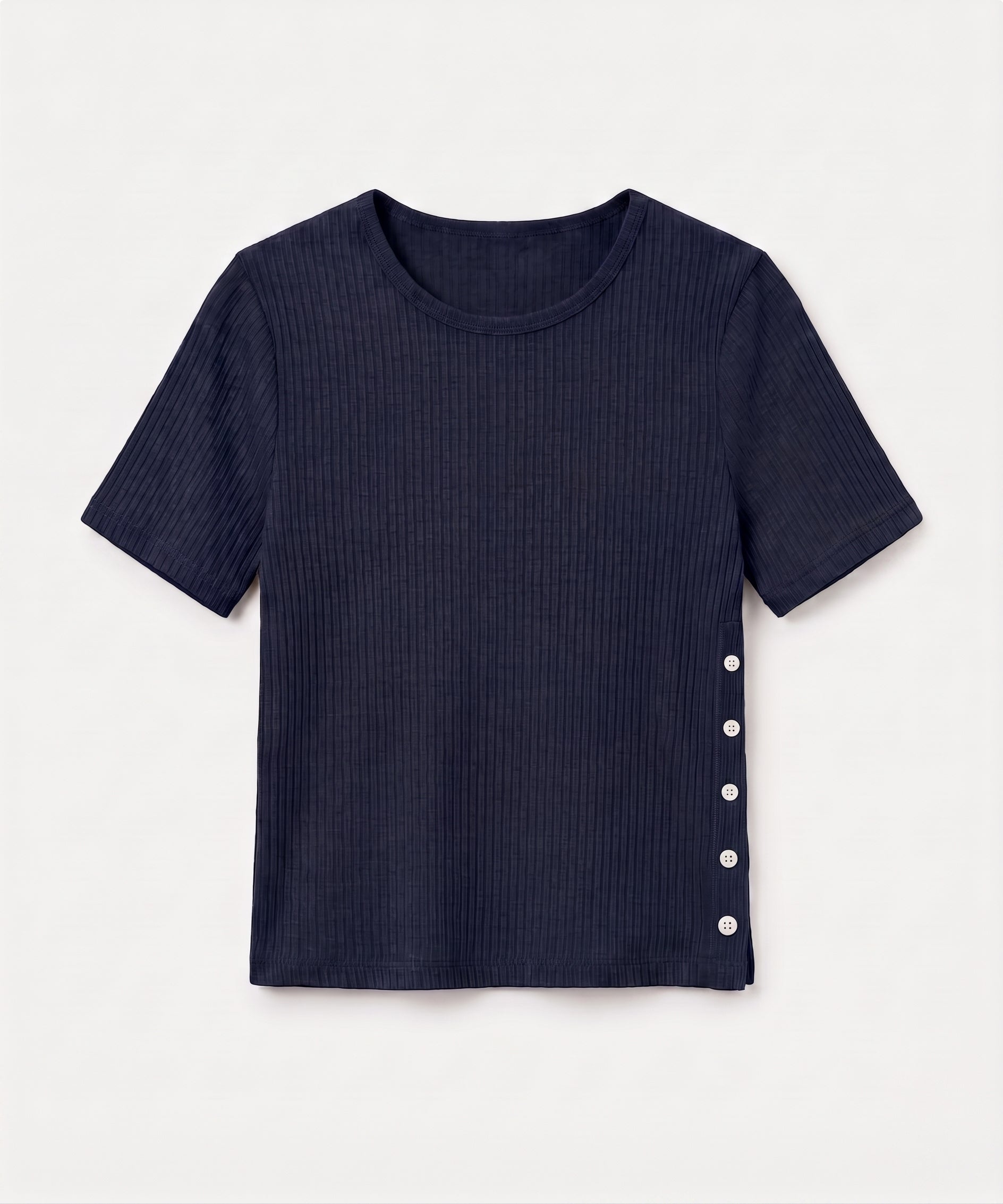 サイドボタンリブTシャツ